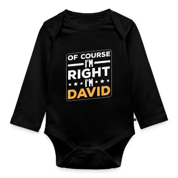 Im David - Organic Longsleeve Baby Bodysuit - black - Front