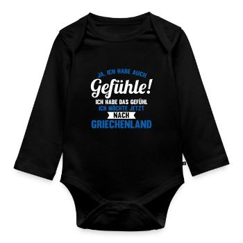Griechen Grieche Griechenland - Baby Bio-Langarm-Body - Schwarz - Vorne