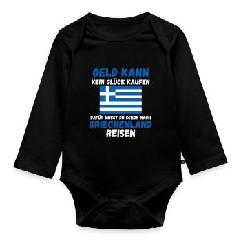 Griechen Grieche Griechenland - Baby Bio-Langarm-Body - Schwarz - Vorne