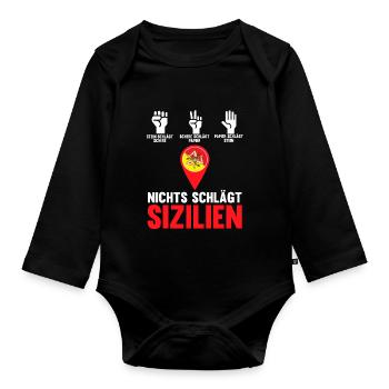 Sizilianer Sizilianisch Sizilien - Baby Bio-Langarm-Body - Schwarz - Vorne