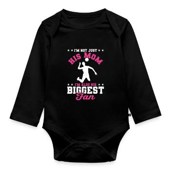 Volleyball Mother I'm Not Just His Mom I'm His Big - Organic Longsleeve Baby Bodysuit - black - Front