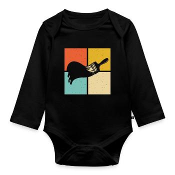Artiste peintre au pinceau - Body Bébé bio manches longues - noir - Devant