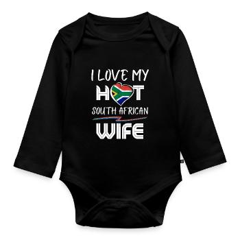 Funny I Love My Hot South African Wife Husband - Baby Bio-Langarm-Body - Schwarz - Vorne