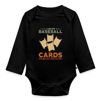 Baseball Sammelkarten Sammler - Baby Bio-Langarm-Body - Schwarz - Vorne