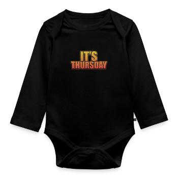 Grunge Donnerstag Vintage Witze Distressed Prankster - Baby Bio-Langarm-Body - Schwarz - Vorne