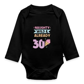 Geschenk 30 Jahre Geburtstag Eis essen - Baby Bio-Langarm-Body - Schwarz - Vorne