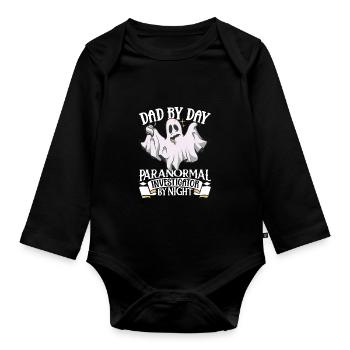 Papa est un chasseur de fantômes - Body Bébé bio manches longues - noir - Devant