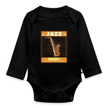 JAZZ NIGHT SAXOPHONE - Body Bébé bio manches longues - noir - Devant