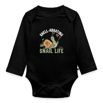 Snail lovers snail life sluggish running - Organic Longsleeve Baby Bodysuit - black - Front