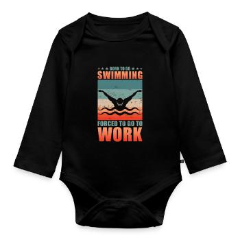 Schwimmer Geschenk Schwimmen Sport - Baby Bio-Langarm-Body - Schwarz - Vorne