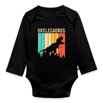 Oncle T Rex Onkelsaurus - Body Bébé bio manches longues - noir - Devant