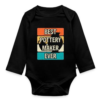 Pottery Pottery Pottery - Organic Longsleeve Baby Bodysuit - black - Front