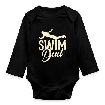 Nageur Natation Papa Papa Papa Papa - Body Bébé bio manches longues - noir - Devant