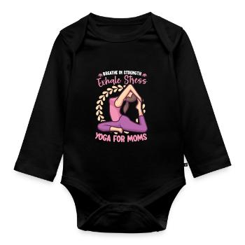Yoga Mom Life Yoga Practice Maternity - Organic Longsleeve Baby Bodysuit - black - Front