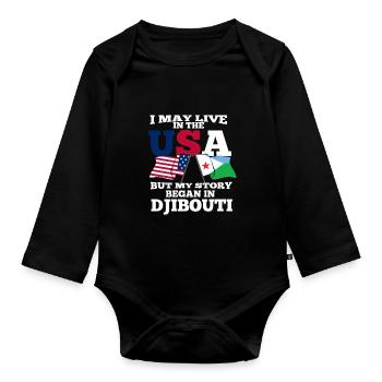 Djibouti America Usa Gift - Organic Longsleeve Baby Bodysuit - black - Front