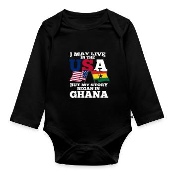 Ghana America USA Cadeau - Body Bébé bio manches longues - noir - Devant