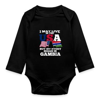 Gambia America Usa Gift - Organic Longsleeve Baby Bodysuit - black - Front
