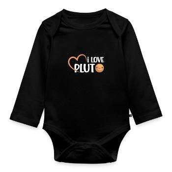 I Love Pluto Zwergplaneten Sonnensystem Astronom - Baby Bio-Langarm-Body - Schwarz - Vorne