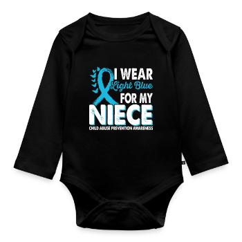 Apply light blue to the prevention of - Organic Longsleeve Baby Bodysuit - black - Front