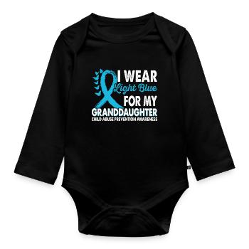 Wear light blue for awareness of the - Organic Longsleeve Baby Bodysuit - black - Front