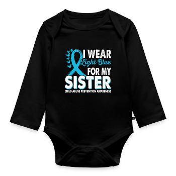 Wear light blue for the reconnaissance of your - Organic Longsleeve Baby Bodysuit - black - Front