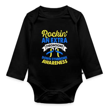 Additional Chromosomal Down Syndrome Awareness - Organic Longsleeve Baby Bodysuit - black - Front