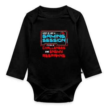 Dating A Gamer Love Is Like A Gaming Session - Organic Longsleeve Baby Bodysuit - black - Front