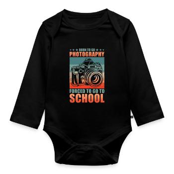 Photographer Born to Photograph School - Organic Longsleeve Baby Bodysuit - black - Front