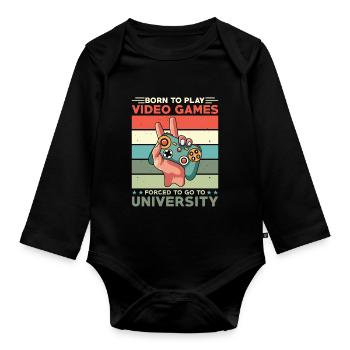 Gamers born to play video games - Organic Longsleeve Baby Bodysuit - black - Front