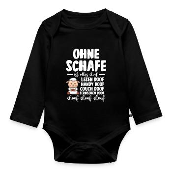 Landwirt Schäfer Bauernhof Schafe - Baby Bio-Langarm-Body - Schwarz - Vorne