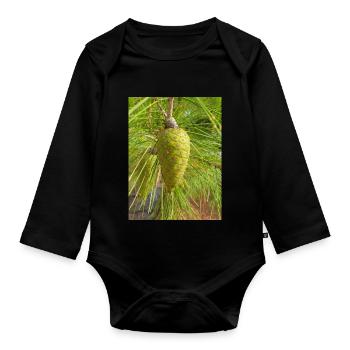 Aleppo pine also Jerusalem pine Aleppo-Kiefer - Organic Longsleeve Baby Bodysuit - black - Front