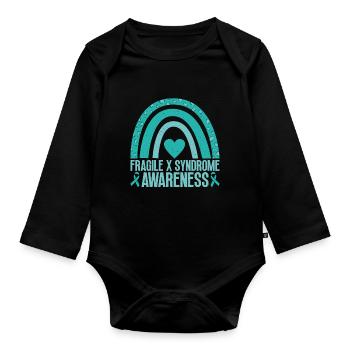 We wear teal for the rainbow of the - Organic Longsleeve Baby Bodysuit - black - Front