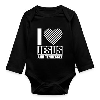J’aime Jésus et la religion de la foi du Tennessee - Body Bébé bio manches longues - noir - Devant