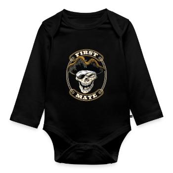 Premier Compagnon Pirate Pirate Pirate Pirate Pirate - Body Bébé bio manches longues - noir - Devant