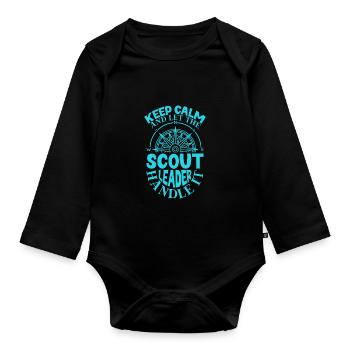 Stay calm - that's what the scout teacher does - Organic Longsleeve Baby Bodysuit - black - Front