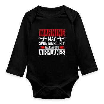 Avertissement peut spontanément parler d’avions - Body Bébé bio manches longues - noir - Devant