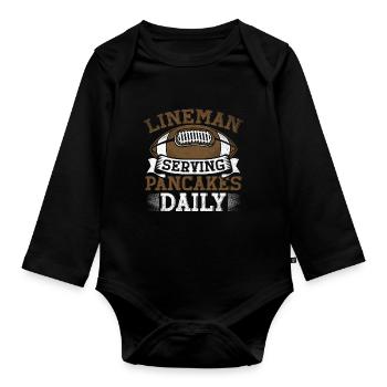 Lineman Serving Pancakes Daily American Football - Baby Bio-Langarm-Body - Schwarz - Vorne