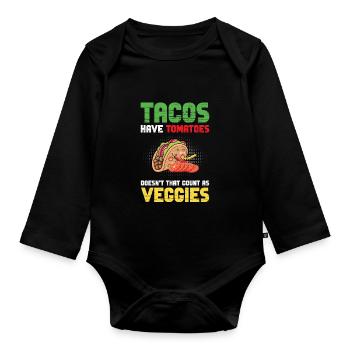 Tacos Tomatoes Counts Végétarien Nachos Burritos - Body Bébé bio manches longues - noir - Devant