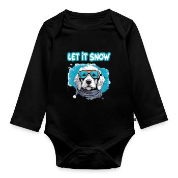 Hund mit Skibrille Schnee Schneefall für eine - Baby Bio-Langarm-Body - Schwarz - Vorne