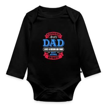 Drôle de papa régulier mais plus cool - Programmeur médical - Body Bébé bio manches longues - noir - Devant