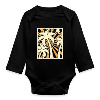 Palmen Retro Vintage - Baby Bio-Langarm-Body - Schwarz - Vorne