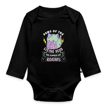 Zombie Cat Undead Kitty Horror Meow Creepy - Organic Longsleeve Baby Bodysuit - black - Front