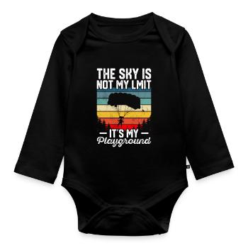 Parachutist - Organic Longsleeve Baby Bodysuit - black - Front