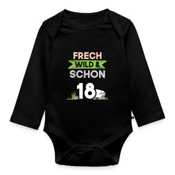 18 Jahre Geburtstag Schaf - Baby Bio-Langarm-Body - Schwarz - Vorne