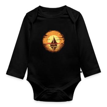 Sailboat Sailing Ship Sailing Yacht Vintage Sailing - Organic Longsleeve Baby Bodysuit - black - Front