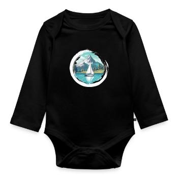 Sailboat Sailing Ship Sailing Yacht Vintage Sailing - Organic Longsleeve Baby Bodysuit - black - Front