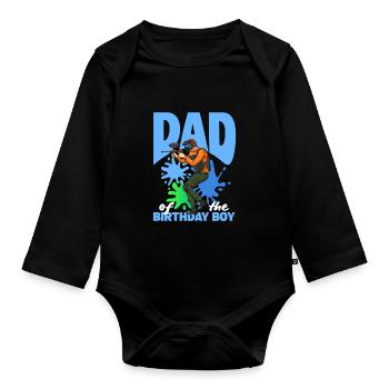Père du garçon d’anniversaire Paintball Sport - Body Bébé bio manches longues - noir - Devant