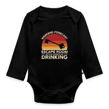 Weekend Forecast Escape Rooms Funny Mystery Vintag - Baby Bio-Langarm-Body - Schwarz - Vorne