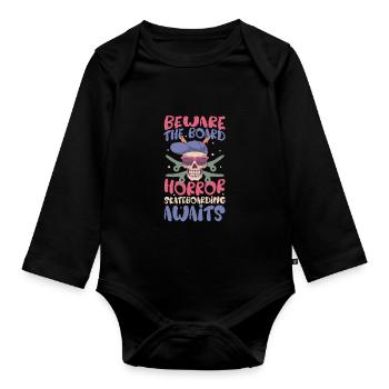 Horror Skateboarder Halloween Skateboard Cadeau - Body Bébé bio manches longues - noir - Devant