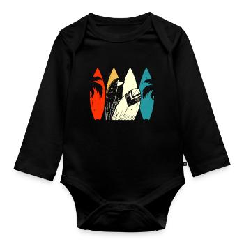 Surfen Surfer - Baby Bio-Langarm-Body - Schwarz - Vorne